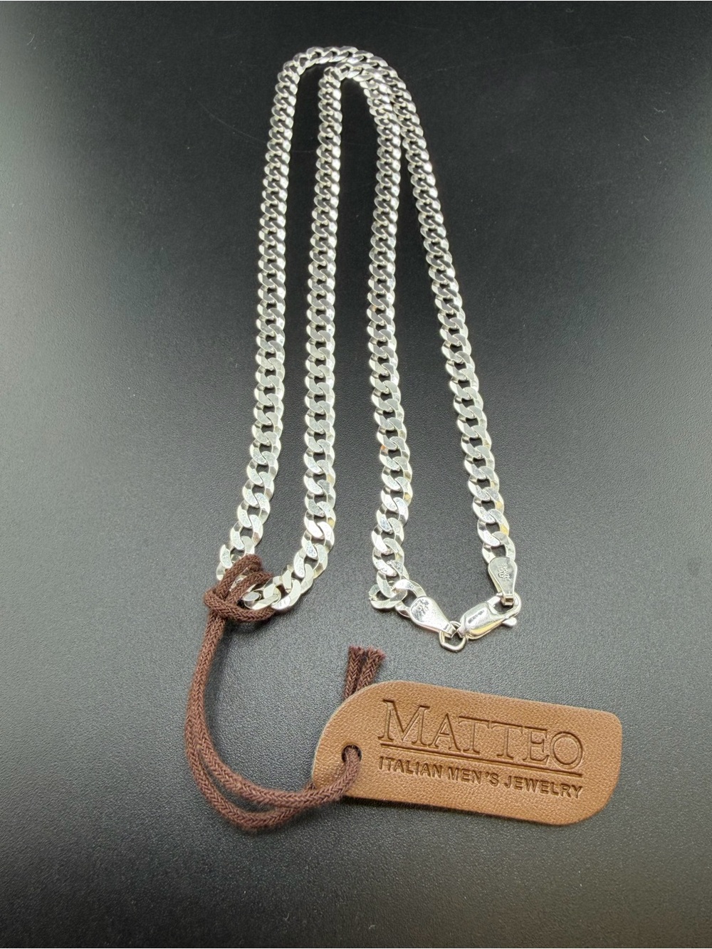 NWT Matteo Sterling Silver Plated Bronze Cuban Curb Chain Necklace 24”